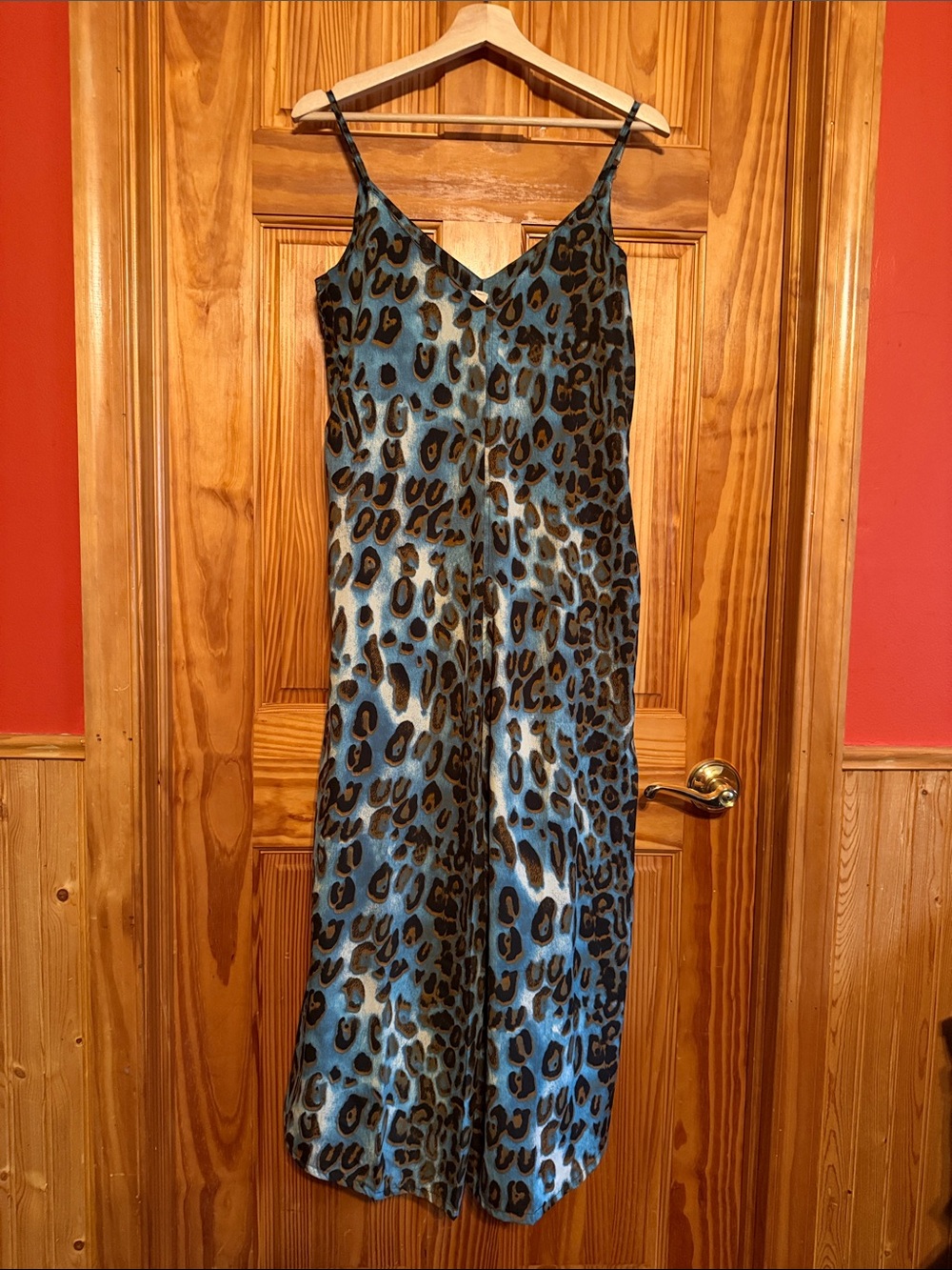 Anthropologie Raga Blue Leopard Romper with Spaghetti Straps